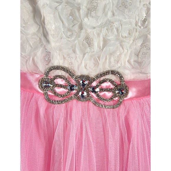 Emily Rose Girls Pink Tulle Dress Embellished Bow Sequins Sz 7 - Picture 6 of 6